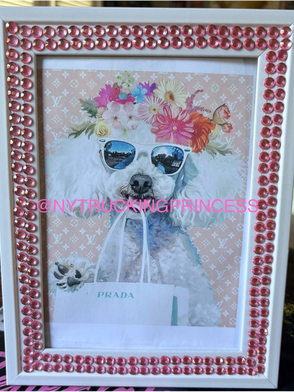 Designer Dog Pink Rhinestone Decorative Photo Frame-5x7 inches